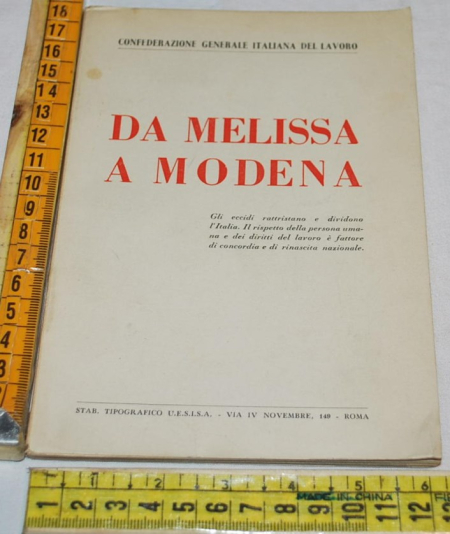 Da Melissa a Modena Confederazione generale italiana del lavoro